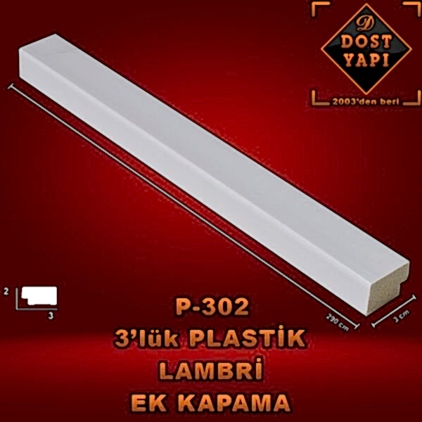PLASTİK LAMBRİ BİTİŞ PROFİLİ 3 CM = 1 ad = 2,70 mt